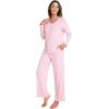 GYS Women’s Pajama Sets Long Sleeve Sleepwear Comfy 2 Piece Ladies Pj Sleep Set, Viscose Made from Bamboo(B- Pink)