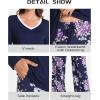 GYS Women’s Pajama Sets Long Sleeve Sleepwear Comfy 2 Piece Ladies Pj Sleep Set, Viscose Made from Bamboo(B- Purple Floral)
