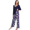 GYS Women’s Pajama Sets Long Sleeve Sleepwear Comfy 2 Piece Ladies Pj Sleep Set, Viscose Made from Bamboo(B- Purple Floral)