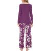 GYS Women’s Pajama Sets Long Sleeve Sleepwear Comfy 2 Piece Ladies Pj Sleep Set, Viscose Made from Bamboo(B- Rose Purple/ Floral)