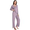 GYS Women’s Pajama Sets Long Sleeve Sleepwear Comfy 2 Piece Ladies Pj Sleep Set, Viscose Made from Bamboo(B- Violet)