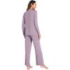 GYS Women’s Pajama Sets Long Sleeve Sleepwear Comfy 2 Piece Ladies Pj Sleep Set, Viscose Made from Bamboo(B- Violet)