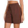 GYS Womens Pajama Shorts Soft Comfy Summer Lounge Sleep Bottoms with Drawstring and Pockets(Coffee)