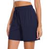 GYS Womens Pajama Shorts Soft Comfy Summer Lounge Sleep Bottoms with Drawstring and Pockets(Navy)