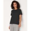 GYS Women’s Pajama Tops Bamboo-derived Viscose Soft Comfy Short Sleeve Basic Lounge Tops(Black)