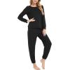 GYS Womens Pajamas Set – Viscose Made from Bamboo, Long Sleeve Sleepwear Tops with Jogger Pants Lounge Pjs Sets(Black)