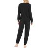 GYS Womens Pajamas Set – Viscose Made from Bamboo, Long Sleeve Sleepwear Tops with Jogger Pants Lounge Pjs Sets(Black)