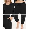 GYS Womens Pajamas Set – Viscose Made from Bamboo, Long Sleeve Sleepwear Tops with Jogger Pants Lounge Pjs Sets(Black)