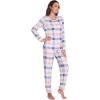 GYS Womens Pajamas Set – Viscose Made from Bamboo, Long Sleeve Sleepwear Tops with Jogger Pants Lounge Pjs Sets(Blue Plaid)