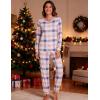 GYS Womens Pajamas Set – Viscose Made from Bamboo, Long Sleeve Sleepwear Tops with Jogger Pants Lounge Pjs Sets(Blue Plaid)