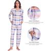 GYS Womens Pajamas Set – Viscose Made from Bamboo, Long Sleeve Sleepwear Tops with Jogger Pants Lounge Pjs Sets(Blue Plaid)
