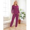GYS Womens Pajamas Set – Viscose Made from Bamboo, Long Sleeve Sleepwear Tops with Jogger Pants Lounge Pjs Sets(Boysenberry)
