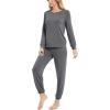 GYS Womens Pajamas Set – Viscose Made from Bamboo, Long Sleeve Sleepwear Tops with Jogger Pants Lounge Pjs Sets(Charcoal)
