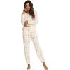 GYS Womens Pajamas Set – Viscose Made from Bamboo, Long Sleeve Sleepwear Tops with Jogger Pants Lounge Pjs Sets(Coral Leopard)