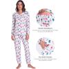 GYS Womens Pajamas Set – Viscose Made from Bamboo, Long Sleeve Sleepwear Tops with Jogger Pants Lounge Pjs Sets(Deep Pink Dots)