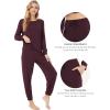 GYS Womens Pajamas Set – Viscose Made from Bamboo, Long Sleeve Sleepwear Tops with Jogger Pants Lounge Pjs Sets(Ficus Red)