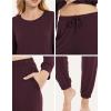 GYS Womens Pajamas Set – Viscose Made from Bamboo, Long Sleeve Sleepwear Tops with Jogger Pants Lounge Pjs Sets(Ficus Red)