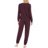 GYS Womens Pajamas Set – Viscose Made from Bamboo, Long Sleeve Sleepwear Tops with Jogger Pants Lounge Pjs Sets(Ficus Red)