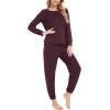GYS Womens Pajamas Set – Viscose Made from Bamboo, Long Sleeve Sleepwear Tops with Jogger Pants Lounge Pjs Sets(Ficus Red)