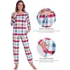 GYS Womens Pajamas Set – Viscose Made from Bamboo, Long Sleeve Sleepwear Tops with Jogger Pants Lounge Pjs Sets(Green Plaid)