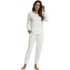 GYS Womens Pajamas Set – Viscose Made from Bamboo, Long Sleeve Sleepwear Tops with Jogger Pants Lounge Pjs Sets(Grey Leopard)