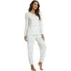 GYS Womens Pajamas Set – Viscose Made from Bamboo, Long Sleeve Sleepwear Tops with Jogger Pants Lounge Pjs Sets(Grey Leopard)
