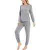 GYS Womens Pajamas Set – Viscose Made from Bamboo, Long Sleeve Sleepwear Tops with Jogger Pants Lounge Pjs Sets(Heather Grey)