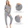 GYS Womens Pajamas Set – Viscose Made from Bamboo, Long Sleeve Sleepwear Tops with Jogger Pants Lounge Pjs Sets(Heather Grey)