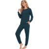 GYS Womens Pajamas Set – Viscose Made from Bamboo, Long Sleeve Sleepwear Tops with Jogger Pants Lounge Pjs Sets(Indigo)