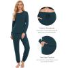GYS Womens Pajamas Set – Viscose Made from Bamboo, Long Sleeve Sleepwear Tops with Jogger Pants Lounge Pjs Sets(Indigo)