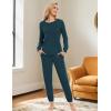 GYS Womens Pajamas Set – Viscose Made from Bamboo, Long Sleeve Sleepwear Tops with Jogger Pants Lounge Pjs Sets(Indigo)