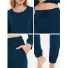GYS Womens Pajamas Set – Viscose Made from Bamboo, Long Sleeve Sleepwear Tops with Jogger Pants Lounge Pjs Sets(Ink Blue)
