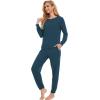 GYS Womens Pajamas Set – Viscose Made from Bamboo, Long Sleeve Sleepwear Tops with Jogger Pants Lounge Pjs Sets(Lyons Blue)
