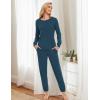 GYS Womens Pajamas Set – Viscose Made from Bamboo, Long Sleeve Sleepwear Tops with Jogger Pants Lounge Pjs Sets(Lyons Blue)