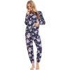 GYS Womens Pajamas Set – Viscose Made from Bamboo, Long Sleeve Sleepwear Tops with Jogger Pants Lounge Pjs Sets(Navy Peony)