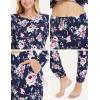 GYS Womens Pajamas Set – Viscose Made from Bamboo, Long Sleeve Sleepwear Tops with Jogger Pants Lounge Pjs Sets(Navy Peony)