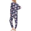GYS Womens Pajamas Set – Viscose Made from Bamboo, Long Sleeve Sleepwear Tops with Jogger Pants Lounge Pjs Sets(Navy Peony)