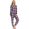 GYS Womens Pajamas Set – Viscose Made from Bamboo, Long Sleeve Sleepwear Tops with Jogger Pants Lounge Pjs Sets(Navy Red Plaid)