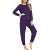 GYS Womens Pajamas Set – Viscose Made from Bamboo, Long Sleeve Sleepwear Tops with Jogger Pants Lounge Pjs Sets(Purple)