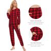 GYS Womens Pajamas Set – Viscose Made from Bamboo, Long Sleeve Sleepwear Tops with Jogger Pants Lounge Pjs Sets(Red Plaid)