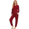 GYS Womens Pajamas Set – Viscose Made from Bamboo, Long Sleeve Sleepwear Tops with Jogger Pants Lounge Pjs Sets(Red Plaid)