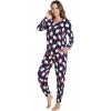 GYS Womens Pajamas Set – Viscose Made from Bamboo, Long Sleeve Sleepwear Tops with Jogger Pants Lounge Pjs Sets(Santa Claus Navy)