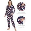 GYS Womens Pajamas Set – Viscose Made from Bamboo, Long Sleeve Sleepwear Tops with Jogger Pants Lounge Pjs Sets(Santa Claus Navy)
