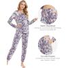 GYS Womens Pajamas Set – Viscose Made from Bamboo, Long Sleeve Sleepwear Tops with Jogger Pants Lounge Pjs Sets(Violet Floral)