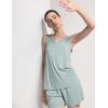 GYS Women’s Pajamas Set Bamboo Viscose Short Sleeve Top and Shorts 2 Piece Summer Sleepwear(Light Greyish Green)
