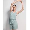 GYS Women’s Pajamas Set Bamboo Viscose Short Sleeve Top and Shorts 2 Piece Summer Sleepwear(Light Greyish Green)