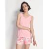 GYS Women’s Pajamas Set Bamboo Viscose Short Sleeve Top and Shorts 2 Piece Summer Sleepwear(Peony)