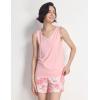 GYS Women’s Pajamas Set Bamboo Viscose Short Sleeve Top and Shorts 2 Piece Summer Sleepwear(Peony)