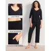 GYS Women’s Pajamas Set Soft Comfy V Neck 3/4 Sleeve Top and Cropped Pants 2 Piece Sleepwear(Black)