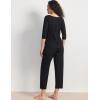 GYS Women’s Pajamas Set Soft Comfy V Neck 3/4 Sleeve Top and Cropped Pants 2 Piece Sleepwear(Black)